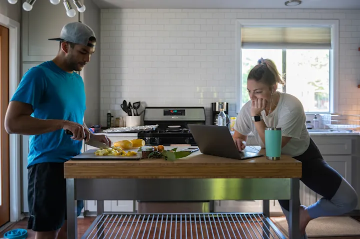 Remote professional at a desk with organized workspace
